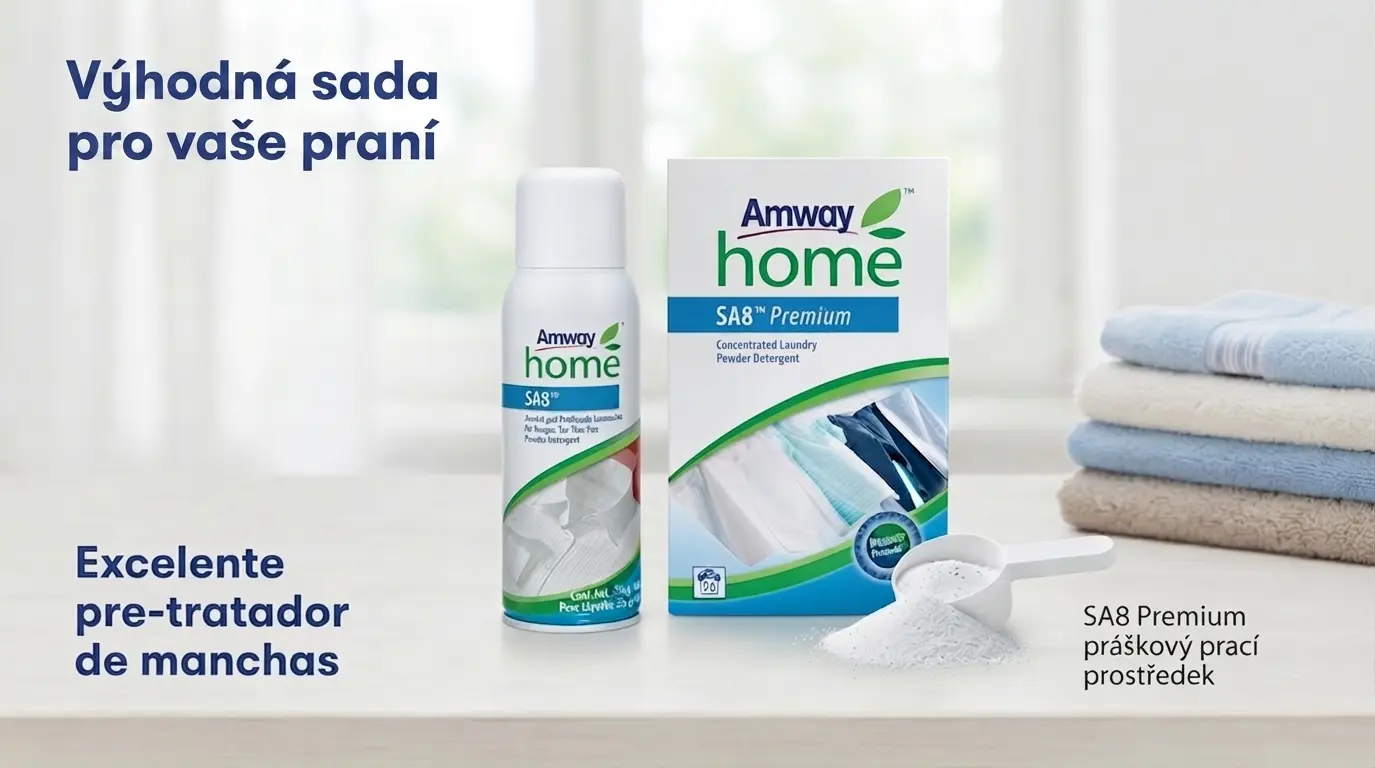 Výhodná prací sada Amway SA8: Koncentrovaný prášek 3kg + Sprej na skvrny